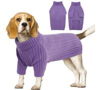 OUOBOB Dog Jumper, Dog Jumpers for Large Dogs, Christmas Turtleneck Pet Jumpers Knitwear Boys Girls, Classic Cable Knit Pet Pullover Jumper, Corgi, Boston Terrier, Pitbulls (Purple L)