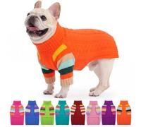 OUOBOB Dog Jumper, Dog Winter Sweaters for Medium Dogs Girl Boy, Turtleneck Warm Dogs Sweater Long Sleeves, Stretchy Christmas Dog's Sweaters, Pet Knitwear Frenchie, Schnauzer, Orange M