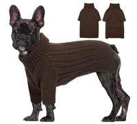 OUOBOB Dog Jumper for Large Dogs, Turtleneck Thick Warm Sweatshirt, Christmas Outfit, Pet Clothes for Girl Boy, Fall Knit Pitbulls (Brown L)