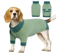 OUOBOB Dog Jumper for Medium Dogs - Thermal Turtleneck Knitted Ugly Christmas Sweater, Warm Winter Clothes for Girls Boys, French Bulldog, Beagle (Green M)