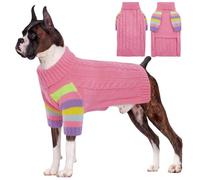 OUOBOB Dog Jumper, Large Dog Jumpers for Dogs Girls Boys, Turtleneck Pullover Winter Dog Vest, Christmas Dog Outfits, Pet Sweatshirt Apparel Knitwear, Golden Retriever, Labrador, Rottweiler XXL