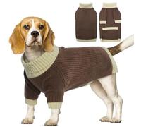 OUOBOB Dog Jumper - Large Size for Girls Boys, Thermal Turtleneck Knitted, Ugly Christmas Sweater, Warm Winter Clothes Knitwear for Boston Terrier, Pitbulls (Camel L)