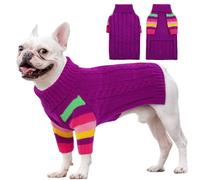 OUOBOB Dog Jumper, Medium Dog Jumpers for Dogs Girls Boys, Turtleneck Pullover Winter Dog Vest, Christmas Dog Outfits, Pet Sweatshirt Apparel Knitwear, Frenchie, Beagle, Boston Terrier L