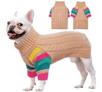 OUOBOB Dog Jumper, Medium Dog Jumpers for Dogs Girls Boys, Turtleneck Pullover Winter Dog Vest, Christmas Dog Outfits, Pet Sweatshirt Apparel Knitwear, Frenchie, Beagle, Boston Terrier L