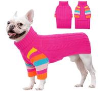 OUOBOB Dog Jumper, Medium Turtleneck Pullover Winter Vest, Christmas Outfits, Pet Sweatshirt Apparel Knitwear for Girls Boys, Frenchie, Beagle, Boston Terrier M