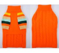 OUOBOB Dog Jumper, Winter Warm Knitted Sweater with Colorful Striped Front Leg Sleeves, High Abdominal Opening for Big Dogs, for Doberman, German Shepard, Orange 3XL