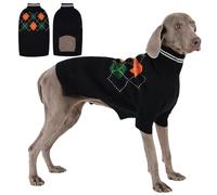 OUOBOB Dog Jumper Winter Warm Knitted with Turtleneck, Dog Sweater with Front Sleeves, Soft Stretchy Pyjamas for Cold Winter, City Walk, Christmas, Black, M