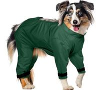 OUOBOB Dog Rain Coat with 4 Legs, Waterproof Belly Protector for Labrador, Weimaraner, Doberman, German Shepherd, Rottweilee, Adjustable Vest for Wet Grass/Mud, Post-Rain Walks, Green, 3XL