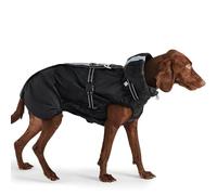 OUOBOB Dog Raincoat, Raincoat for Dogs Waterproof with Adjustable Built-in Harness & Back Zipper, Reflective Strip, Removable Hood, for Rainy Walks, Camping or Wet Trails (Black, XL)