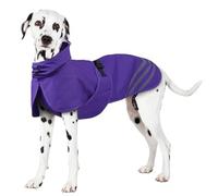 OUOBOB Dog Raincoat Waterproof with Hood, Adjustable Reflective Dog Waterproof Coat with Transparent Visor, Leash Hole with Cover, Full-Body Coverage, Purple, L