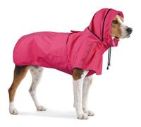 OUOBOB Dog Raincoat XL, Waterproof Rain Jacket for Dogs with Hood and Leash Hole, Reflect Strips, Ideal for Rainy Walks, Hiking Labrador & Golden Retriever, German Shepherd, Boxer - Pink