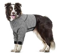 OUOBOB Dog Surgery Recovery Suit - Front Leg Protection with Elbow Pads, Breathable Post-Op Vest, Cone Alternative with Leash Hole, Grey, 2XL