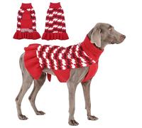 OUOBOB Dog Sweater Dress - Cozy Knit Pullover for Girl Dogs, Extra Large Dog Clothes for Cold Weather, Ideal for Daily Use, Indoor Relaxing or Holiday Photos - Red XXXL