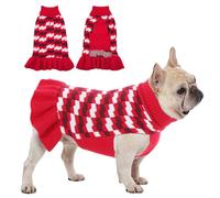 OUOBOB Dog Sweater Dress - Warm Knit Turtleneck Pullover for Female Dogs, Cozy Clothes for Large Dogs, Perfect for Cold Days, Indoor Lounging, Christmas Events or Thanksgiving - Red L