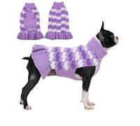 OUOBOB Dog Sweaters for Medium Dogs Girl, Knit Turtleneck Pullover Dress for Female Dogs, Cozy Dog Winter Clothes Outfit for Christmas, Thanksgiving or Everyday Cold Weather Use - Purple M