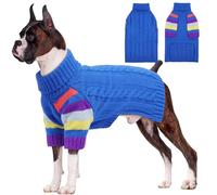 OUOBOB Dog Sweaters Turtleneck, Large Dog Sweater Thick Warm, Stretchy Winter Sweaters for Large Size Dogs, Warm Thick Christmas Dogs Sweater, St Bernard, Great Dane (Blue XXXXXL)