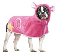 OUOBOB Hooded Dog Drying Robe for French Bulldogs & Small Dogs | Absorbent Post-Bath Towel Coat with Belly Strap, Soft Grooming Bathrobe for Puppies