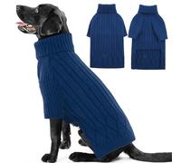 OUOBOB Large Breed Dog Jumpers, Warm Winter Fall Dog Jumpers for Dog Girls Boys, Turtleneck Dog Knitwear, Doggie Christmas Jumper, Pet Sweatshirt Clothes Outfit Knit St. Bernard (Blue XXXXXL)