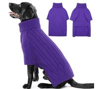 OUOBOB Large Breed Dog Jumpers, Warm Winter Fall Turtleneck Knitwear for Girls Boys, Christmas Jumper, Pet Sweatshirt Clothes Outfit Knit St. Bernard (Purple XXXXXL)