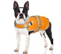 OUOBOB Large Dog Cooling Vest - Breathable Mesh Summer Jacket with Adjustable Fit & Reflective Strips | Keep Your Pet Cool and Safe on Hikes, Beach (Orange, L)