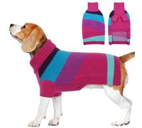 OUOBOB Large Dog Jumper - Turtleneck Christmas Pullover Sweater, Warm Knitwear for Corgi, Pitbull, British Bulldog, Pug