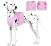 OUOBOB Short Snug Chest Only Dog Recovery Vest, Cross Back Adjustable Anti-Lick Post Op Wound Protector, Breathable Cone Alternative for Small Medium Breeds Bulldog (Pink, L)