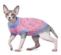 OUOBOB Sleeveless Cat Vest Made of Dralon Fleece - Dino Print for Sphynx & All Breeds - Breathable Cat Clothing for Winter & Year-Round - Soft & Skin-Friendly, Pink M