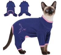 OUOBOB Sphynx Cat Recovery Suit - Soft Anti-Licking & Hair Control Bodysuit for After Surgery | Breathable Kitten Onesie Pyjamas to Protect Wounds, Blue, 2XL