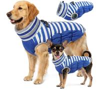 OUOBOB Warm Dog Coats for Large Dogs, Waterproof Dog Jacket with Harness Built in, Zipper Clousure, Fleece Lining, Turtleneck, for Cold Weather, Pet Snowsuit for Border Collie, Golden Retriever- XXL