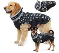 OUOBOB Warm Dog Coats for Medium Dogs, Waterproof Dog Jacket with Harness Built in, Zipper Clousure, Fleece Lining for Cold Weather Outdoor Walks, Snowsuit for Schnauzer, Boston Terrier, Pug - M