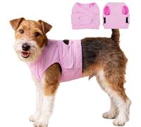 OUOBOB XS Puppy & Kitten Post-Surgery Recovery Suit, Anti-Lick Chest Protector with Cross Back, Adjustable Strap Soft Elastic Pet Wound Care Vest for Chihuahua Tiny Dogs & Cats, Pink