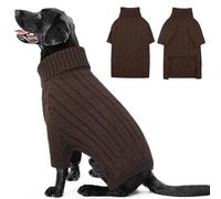 OUOBOB XXL Dog Jumpers for Extra Large Dogs, Warm Winter Fall Turtleneck Knitwear, Christmas Jumper, Pet Sweatshirt Clothes Outfit for Girls Boys, Labrador (Brown XXL)