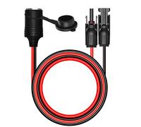 OUOU Solar Connector Cable Solar to 12V-24V Female Cigarette Lighter Socket Adapter Cable 14 AWG Heavy Duty Extension Cable - 5ft/1.5m with Dust Cap
