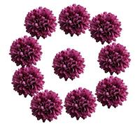 OUOULAJY 10x Silk Artificial Chrysanthemum Flower Heads for DIY Decor Purplish Red