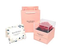 OUOULAJY 3x Eternal Flowers Rose Gifts Box Valentine's Day Gift for Grandma Daughter Pink