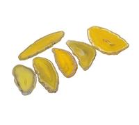 OUOULAJY 6Pc 2-3" Lemon Yellow Agate Slices Crystal Pendant Jewelry DIY Making