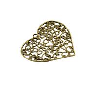 OUOULAJY 6x Antique Bronze Large Filigree Heart Charms Pendants DIY Necklace