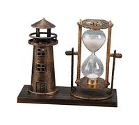 OUOULAJY European Retro Style Lighthouse Hourglass Sand Timer for Desk New Year Gift Bronze 15.5 x 6.5 x 13 cm