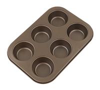 OUOULAJY Non-Stick Muffin Pan Cupcake Cookie Molds Bakeware 6 Holes Gold