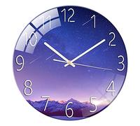 OUOULAJY Tempered Glass Silent Wall Clock Bedroom Decoration Shooting Star 30 cm