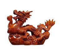 OUOULAJY Wooden Carved Chinese Dragon Statue Fengshui Ornament for Housewarming Gift Style A rosewood 10 cm