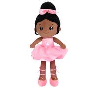 OUOZZZ 13‘’ Ballet Doll - Washable Black Baby Doll for Girls | My first doll with gentle built-in rattle, ideal baby shower present, toddler birthday gift for girls