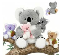 OUOZZZ 15'' Koala Plush Mummy and Babies,Parent-Child Set winth 4 Baby | Cute koala design; machine washable soft short plush fabric; unique koala-themed gift perfect for children to share.