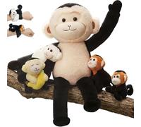 OUOZZZ 49cm Monkey Plush Mummy and Babies, Family Set with 4 Inside