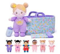OUOZZZ Baby Soft Doll with Carrying Case and Doll Accessories Purple, 25cm Soft Cloth Doll Cuddly Doll for Children from 3 Months - Baby Gift for Birth Girls Boys