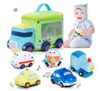 OUOZZZ Baby Toys 6 to 12 Months,6 Pack Cars Plush Toys,Sensory Toys for 1 2 3 Year Old Boys Girls,Suitable for 12-18 Months Old Crawling Learning Tummy Play Plush Toys,1st Birthday Gifts