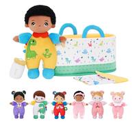 OUOZZZ Black Baby Doll with Accessories, 9.5" Dinosaur Soft Doll - Washable Plush toy - Cute and Safe Toy Gift