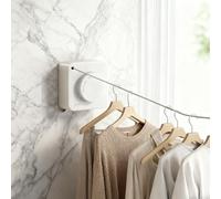 oupados 4.8 m Stainless Steel Rope White Washing Line Extendable Non-Through-hanging Retractable Wall Mounted Retractable Clothesline Clothes Washing Line for Balcony, Hotel, Laundry Room