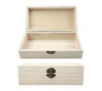 oupados Small Wooden Chests Storage Box Unfinished Rectangular Wooden Box Natural Wooden Box Suitable For Storage Of Jewellery, Tea, DIY Crafts 20×10×6cm