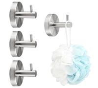 oupados Suction Cup Hooks, Pack of 4, Towel Holder with Suction Cup | Stainless Steel, Bathroom Towel Hook, Extra Strong Vacuum Hook, Brush Finish, Silver, for Bathroom and Kitchen Suction Hooks